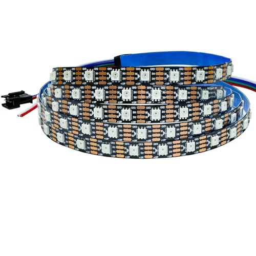Tesfish 12V WS2815 Bande Lumineuse, 2m RGB Double Signal Pixel Strip 120 LEDs IP30 Flexible Full Color Ruban LED Programmable Adressable Individuellement pour DIY, Décoration Publicitaire