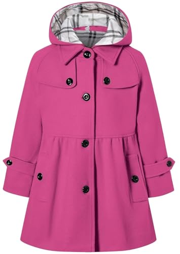 Image of Betusline Girls' Dress Coat, Kids Hoodie Wool Blend Coats Fall Winter Outerwear Peacoat,2-14 Years