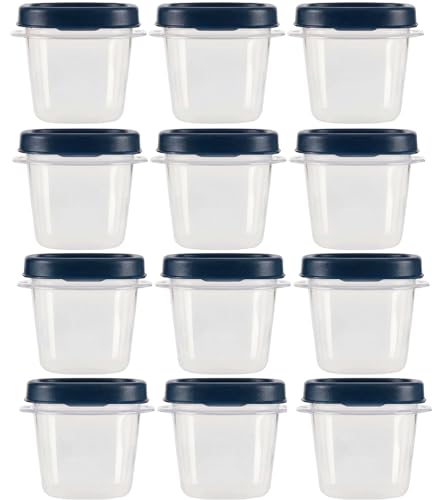 Utensilux Food Storage Containers, Rubber Maid, Blue, Half Cup Food Storage Containers, 24 Peice Set, Easy Find Lids, 12 Containers, 12 Lids
