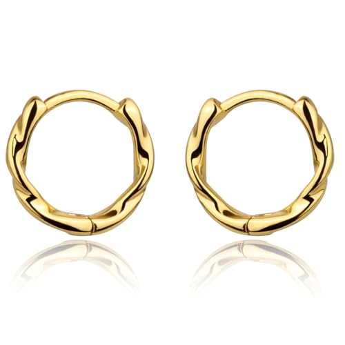 LOMISS ARGOLINHA DETALHE TORCIDO BANHADO A OURO 18K BRINCO (Dourado, MÉDIO)