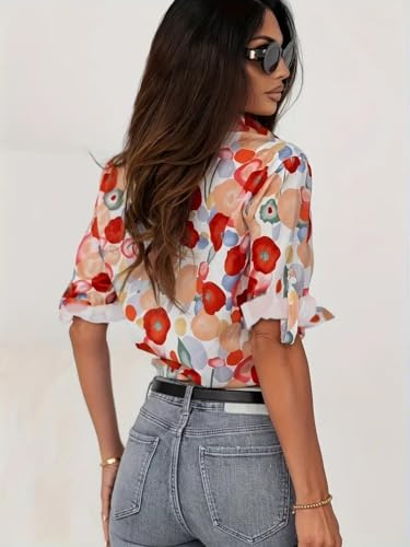Image of Gufrina Shirt for Women Stylish Western |Shirt Type Top| Multicolor Bold Floral| Button-Down Western Top| Relaxed Fit Casual Shirt