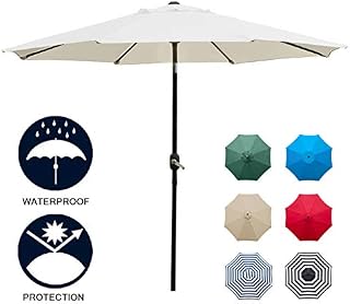 Sunnyglade 9' Patio Umbrella Outdoor Table Umbrella with 8 Sturdy Ribs (Beige)