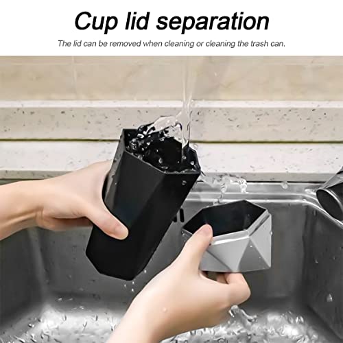 Image of Mini Portable Car Trash Can with Lid, Style 1, Black