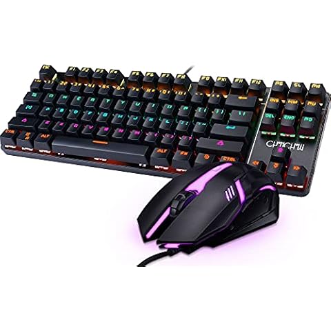 Mechanical Gaming Keyboard and Mouse Combo CHONCHOW TKL Wired LED Backlit Compact Tenkeyless 87 Keys Keyboard Cover