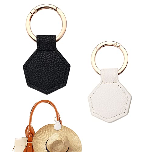 LUTER 2PCS Magnetic Hat Clips for Travel Magnetic Hat Clip for Bag Stylish Leather Bag Hat Holder Clip for Hanging Hats on The Handbag Luggage Tote Bag Will Not Leave Marks (Black White)