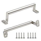 Rannb Sliding Door Handle Barn Door Handles Pocket Door Pulls 6.8' Hole Center Stainless Steel for Kitchen Cabinet Drawer Window Silver - Pack of 2