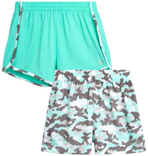 Rbx Girls' Active Shorts - 2 Pack Athletic Gym Dolphin Shorts (Size: 4-16), Size 14/16, Camo Green #TOP8