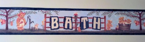 Bears Bathtime Bathroom Wallpaper Border - Blue - Mcb5222 #TOP5
