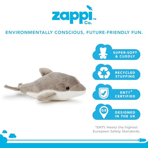 Zappi Co Weich gefülltes Kuscheltier für Kinder Delphin Plüschtier (25 cm) Safari-Tiere Kollektion Plüschteddy Neugeborenes erstes Kind