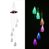 Missbee Solar Wind Chimes Colorful LED Lights - Tree Hanging Pendant Wind Chime Garden Decoration Aeolian Bells for Home Outdoor Yard Landscape Tree Adornment