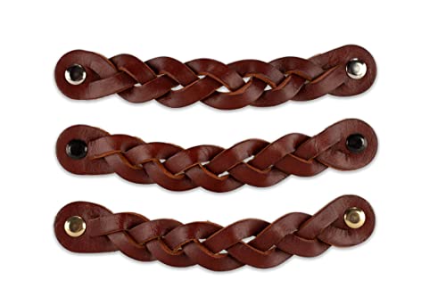 Brute Strength, Leather Handles for Furniture, Braided, Cognac, 12 pcs, 16,5 x 2,5 cm, Cabinet Handle - Image 2