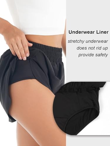 Blooming Jelly 2550580302 Womens Quick-Dry Running Shorts Sport Layer Elastic Waist Active Workout Shorts thumb #1