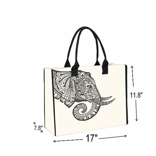 Canvas Tote Bags Large Personalized Beach Bags,Reusable Grocery,Gifts for Women,Birthday,with Inner Pocket,Mandala3