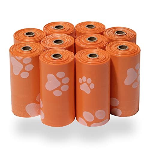 Image of Best Pet Supplies Dog Poop Bags for Waste Refuse Cleanup, Doggy Roll Replacements for Outdoor Puppy Walking and Travel, Leak Proof and Tear Resistant, Thick Plastic - Orange, 150 Bags