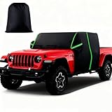 420D Custom Cab Cover Compatible with Gladiator JT 2020-2025 2026,Half Covers All-Weather Sun, Rain & Snow Protection, UV Resistant, Windproof Outdoor Car Cover with Driver Door Zipper