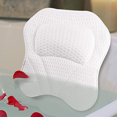 Bath Pillow Spa Bathtub Pillows for Tub Cushion Head,Neck,Shoulder and Back Support Rest with 6 Non-Slip Strong Suction Cups Home Bathing Relaxation 4D Mesh Material Christmas Gifts