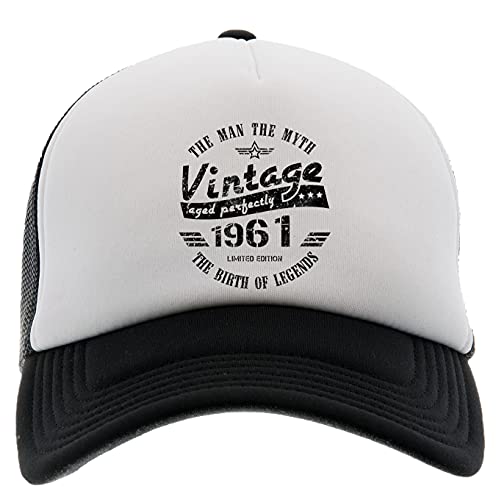 Enigmae Vintage 1961 The Man The Myth Aged Legendary Gorra de Beisbol Sombrero Unisex Hombres Mujeres Frente de Espuma Espalda de Malla Negro Baseball Cap
