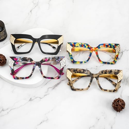 Image of Zeelool Retro Oversized Square for Women Eyeglasses Frame with Non-prescription Clear Lens ZJGA652634