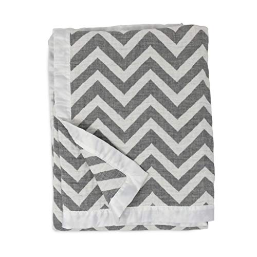 Living Textiles Muslin Jacquard Grey Chevron Soft Baby Blanket Premium Quality 100% Cotton