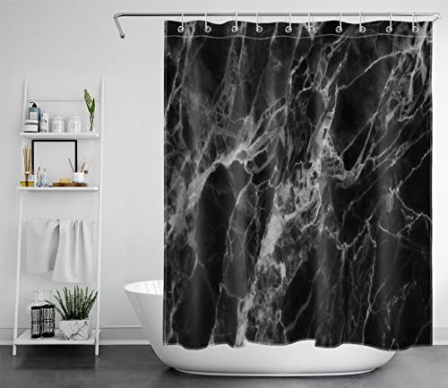 Lb Black Marble Shower Curtain Abstract Modern Natural Black Grey Marble Bathroom Curtain 60X72 Inch Waterproof Polyester Fabric Bath Curtain Hooks Included #TOP1