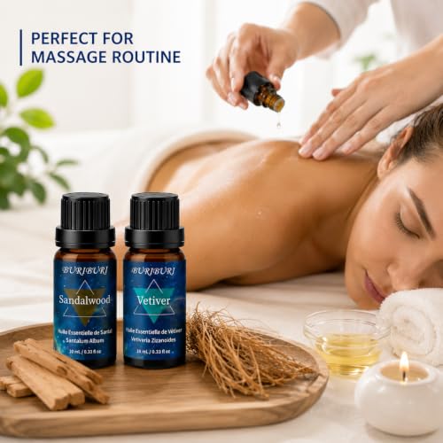 Image of BURIBURI Sandalwood Vetiver Essential Oil Set for Candle Making 2Pcs