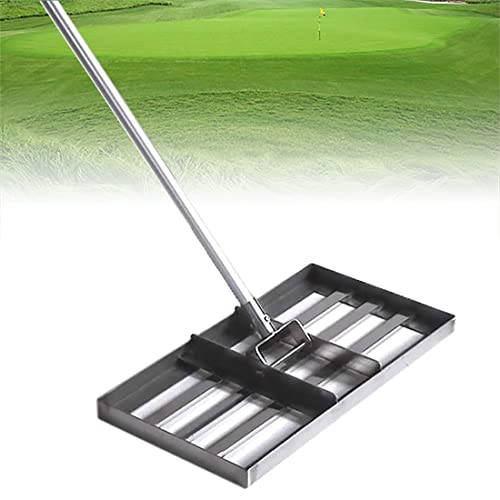 Stainless Steel Lawn Leveling Rake - Large-Capacity Garden Grass Level Tool with 43-inch Handle for Quick Mopping by Hand - Golf Equipment