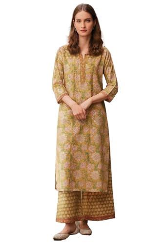 Kurta et pantalon jaune en coton mélangé LookMark taille S