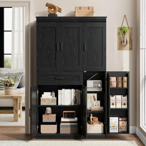 Garvee 70" Tall Kitchen Pantry Storage Cabinet, Modern Kitchen Hutch Cabinet with Doors and Shelves, Freestanding Food Pantry with Large Storage Drawer for Dining Room and Household Organization by Garvee - Image 7