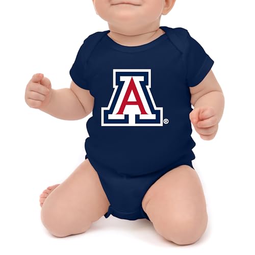 Little King NCAA Short Sleeve Romper-Big Logo-100% Cotton-Arizona Wildcats-Navy-0-3 Months