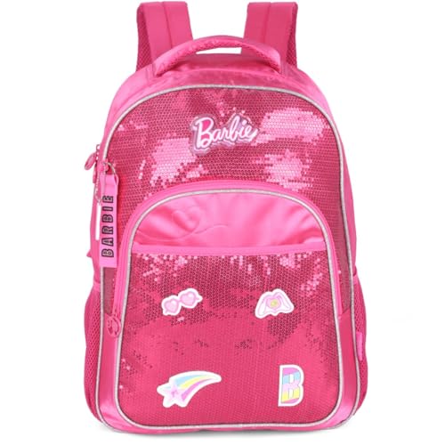 Mochila, Barbie, Grande, Pink com Paetê, Luxcel