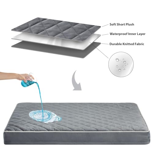 Image of WNPETHOME Orthopedic Dog Beds for Small Dogs, Waterproof Pet Bed with Removable Washable Cover & Anti-Slip Bottom, Egg Crate Foam Pet Mat, Multi-Needle Quilting Small Dog Bed