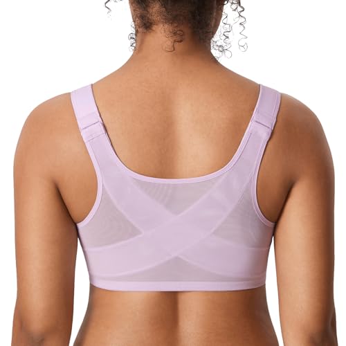 Image of DELIMIRA Women's Front Closure Posture Plunge Bras | Full Coverage, Plus Size, Underwire, No Padding Unlined, Back Support, Seamless, B-H Cups