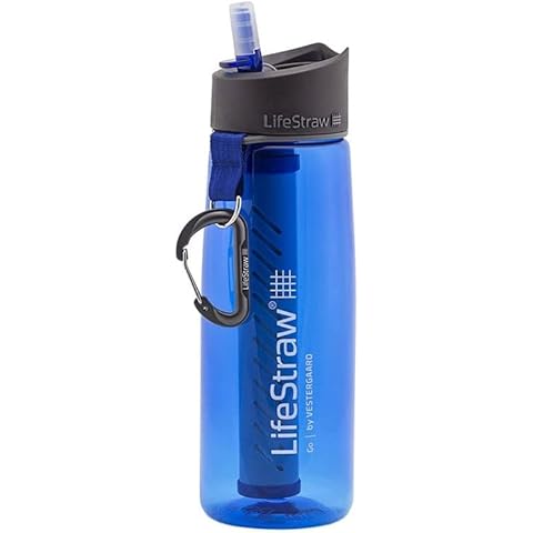 LifeStraw Go 2-Stage Water Filter Bottle, Blue Cover