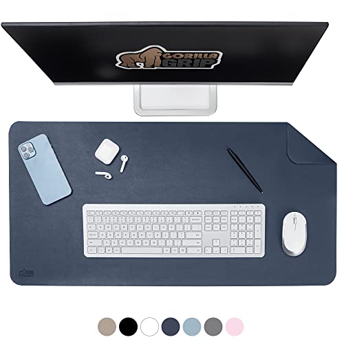 Gorilla Grip Desk Protector Pad, Water And Stain Resistant Faux Leather Mat, Slip Resistant Topside For Mouse, Dual Sided, Desktop Keyboard Computer And Laptop And Writing, Navy Blue #TOP29