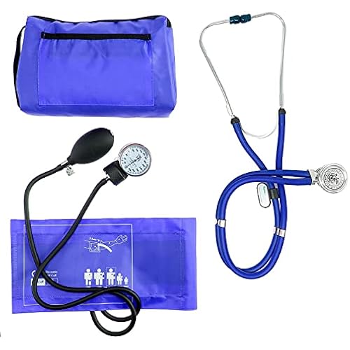 EMI Royal Blue Sprague Rappaport Stethoscope and Aneroid Sphygmomanometer Manual Blood Pressure Set Kit - #330