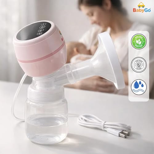 Image of Baby Go Automatic Electric Breast Pump | BPA Free Breast Pump | LED Display | Portable and Lightweight | Soft Silicone Cushion | Rechargeable Battery, (Pack of 1)