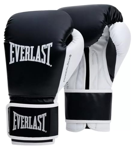 Gants de boxe Everlast Powerlock OG 14 oz noir et blanc avec fermeture auto-agrippante