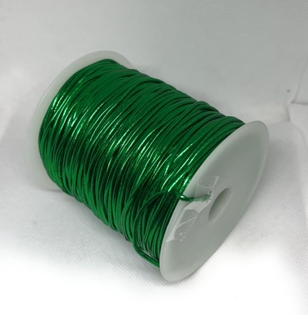 Weststone 1 Rolle – 91,4 m x 2 mm runde Metallic-Stretchschnur, elastische Kordeln, elastische Stretchschnur für Armbänder, Flechten, Ornamente, zum Aufhängen, Geschenkverpackungen – Gold, Silber oder