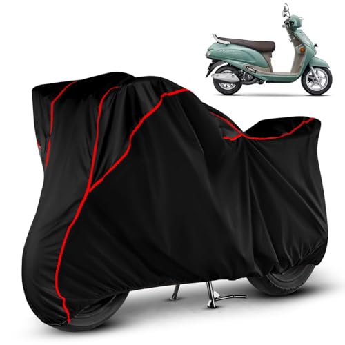 Image of Heavy Duty Waterproof Scooty Cover for Suzuki Access 125 | All Weather Protection from Rain, Dust, Sun & Scratches | Universal Fit for All Bike & Scooty | Black Red Piping | Access 125 Scooty Cover