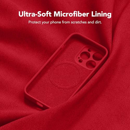 Image of Magnetic for iPhone 12 Pro Max Case, Compatible with MagSafe, [Full Camera Protection][Screen Protector] Silicone Shockproof Protective Phone Case for iPhone 12 Pro Max 6.7 inch, Red