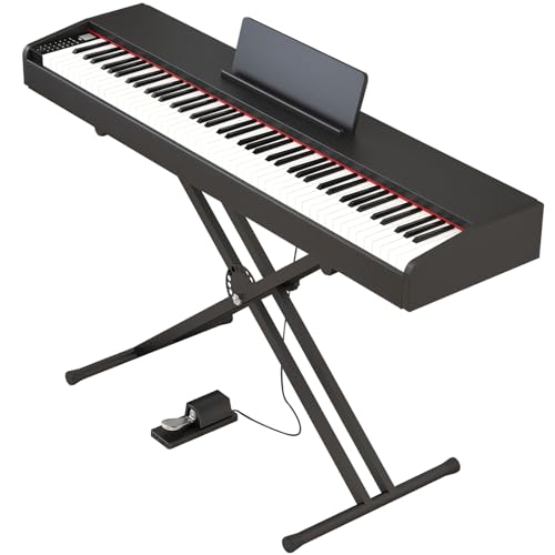 Melentro Digital Piano 88 key Semi Weighted Keyboard With X Stand & Sustain Pedal, Full-Size...