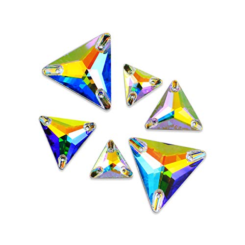 DONGZHOU Triangular Crystal Rhinestones, 54pcs Mixed Size AB, Flatback Sew On for DIY Crafts, Clothes, Bags, Shoes and Jewelry Making