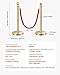 VEVOR Stanchions and Velvet Ropes 4Pcs, Hollow Base with Stainless Steel Post, 2 Red Velvet Ropes and Posts, Crowd Control Barriers Gold Stanchions, Red Carpet Runner Poles for Party Supplies