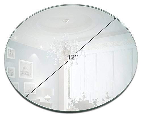 12 Inch Round Mirror Candle Plate Set - Box Of 12 Mirror Trays - Rounded Edge - Round Mirror Base For Table Centerpieces, Wall Décor, Crafts #TOP2