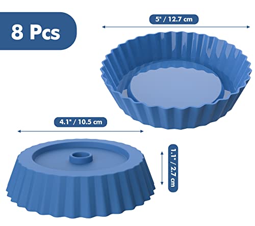Webake Silicone Quiche Pan, 8Pcs Fluted Tart Pans 5 Inch Round Baking Molds Small Maryann Cake Pans For Baking - Multicolor #TOP2