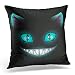 Awowee - Federa per cuscino, 40 x 40 cm, motivo sorridente, con gatto sorridente e spaventoso sul Cheshire, decorazione per la casa, federa quadrata per letto e divano