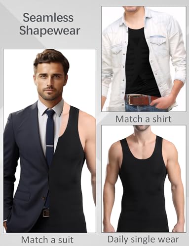 Panegy Regata masculina modeladora sem manga com controle de barriga, sem costura, modelador corpora