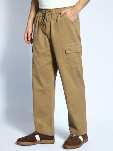 Image of Urbano Fashion Men's Loose Baggy Fit Cargo Jogger Chino Pant with 6 Pockets Stretchable