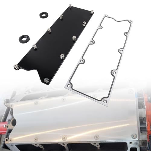 Image of LS Gen 3 Valley Pan Plate Billet and Seals Low Profile Compatible with LSX LS1 LM7 LR4 LQ4 LS6 L59 LM33 LQ9 LM4 Dress Up Engine Cover 551629(Black)
