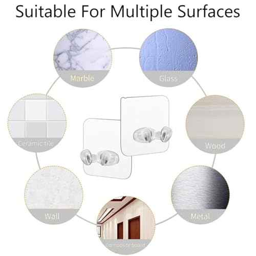 Image of 10 Pack Self Adhesive Transparent Plug Hooks Multi-Purpose Wall Mounted Power Plug Holder & Photo Frame Hanging Hooks Free No Drill Utility Stickers for Keys Kitchen Bathroom Bedroom